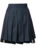 Thom Browne Dropped-back Mini Pleated Skirt In Navy Super 130's Wool