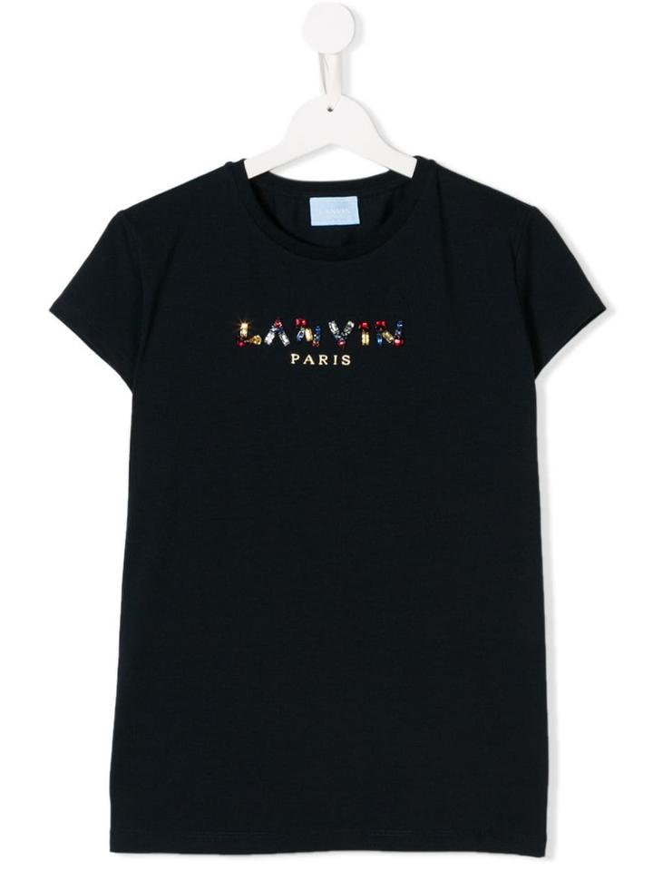 Lanvin Enfant Teen Beaded Logo T-shirt - Blue