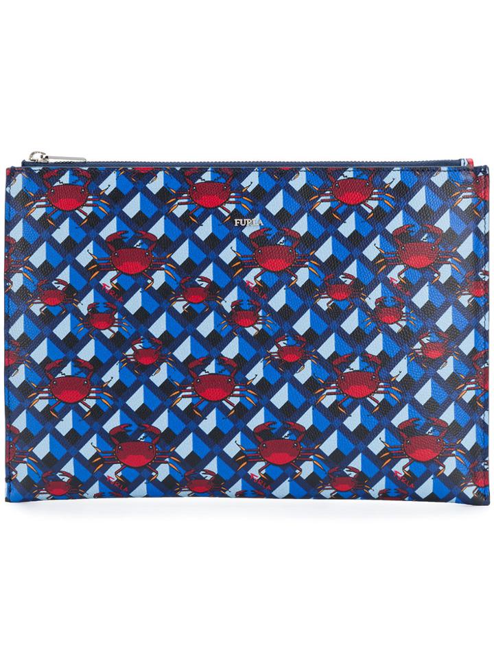 Furla Crab Print Pouch - Blue