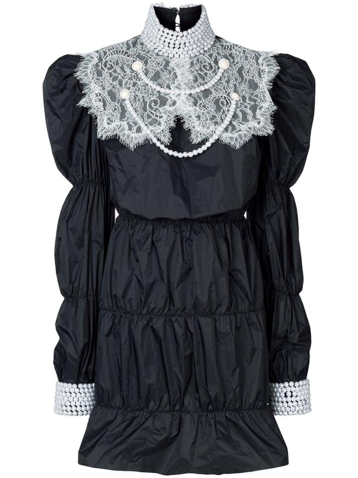 Seen Lace Embroidered Playsuit - Black