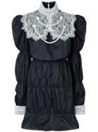Seen Lace Embroidered Playsuit - Black