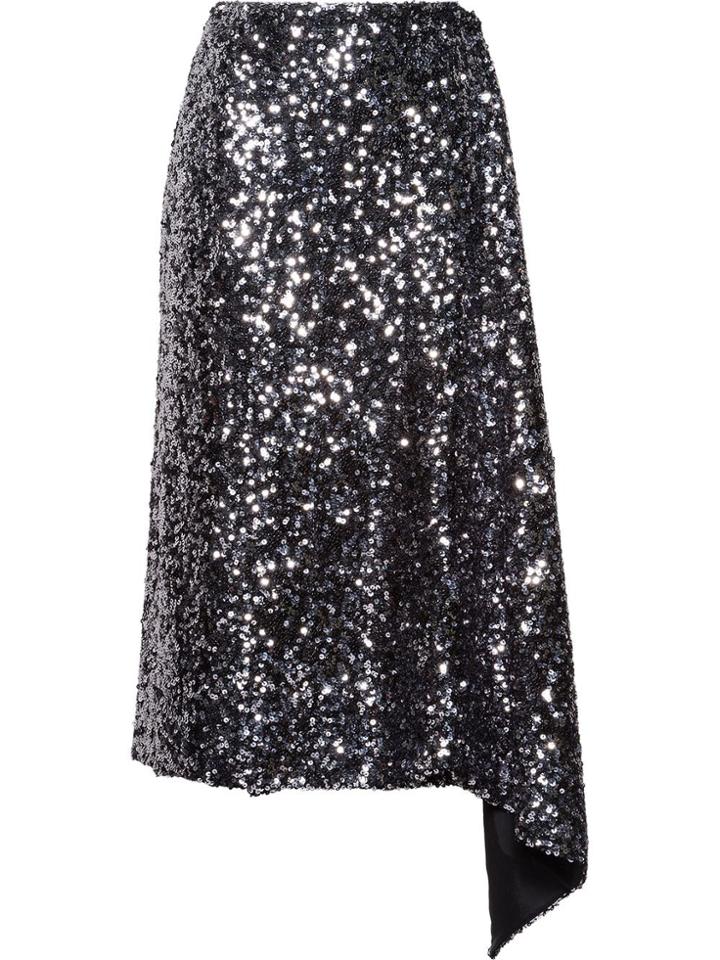 Miu Miu Draped Sequined Skirt - Silver