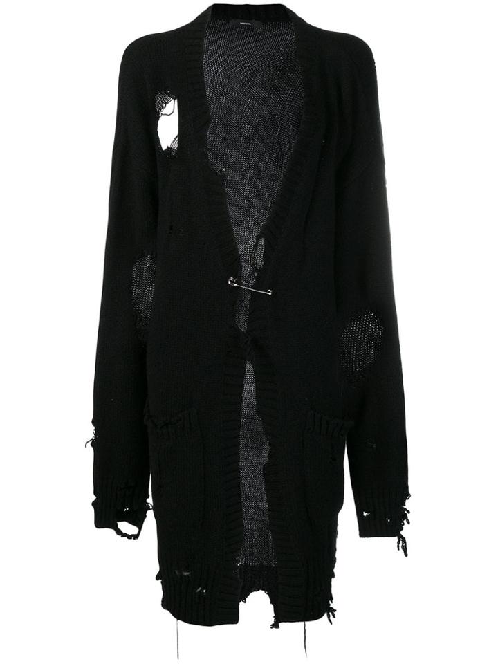Diesel Distressed Longline Cardigan - Black
