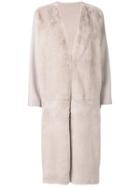 Liska Fur Panel Coat - Nude & Neutrals