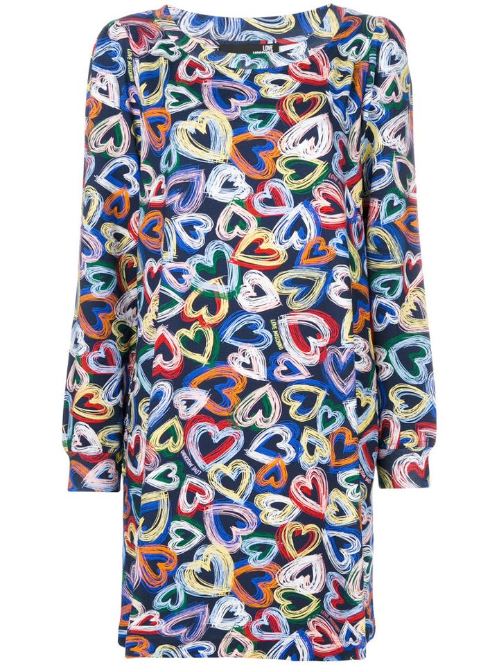 Love Moschino - Hearts Print Dress - Women - Cotton/spandex/elastane - 38, Cotton/spandex/elastane