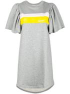Circus Hotel Striped Ruffle Sleeve T-shirt Dress - Grey