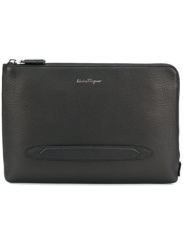 Salvatore Ferragamo Large Logo Clutch - Black