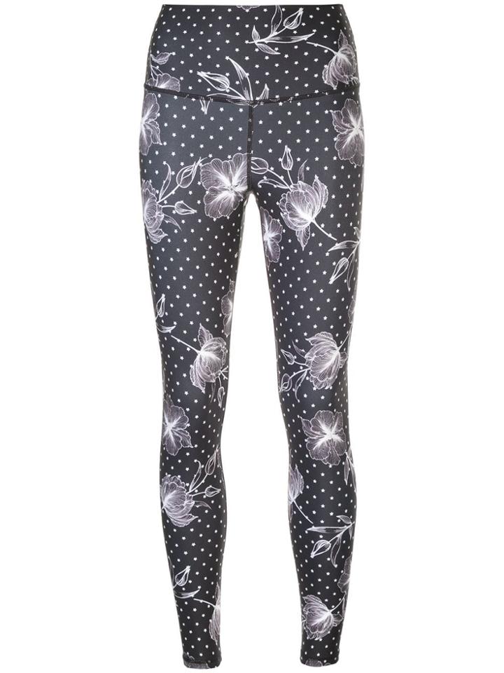 Nimble Activewear High Rise Floral Printed Leggings - Black