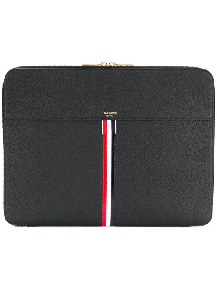Thom Browne Zip Around Soft Document Wallet In Tumbled Calf Leather -