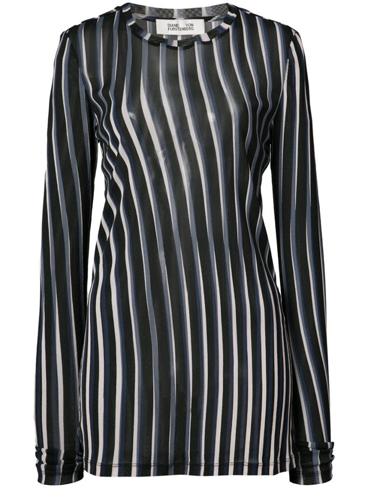 Dvf Diane Von Furstenberg Sheer Striped Fitted Pullover - Blue