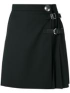 Alexander Mcqueen - Pleated Mini Skirt - Women - Silk/calf Leather/virgin Wool - 38, Black, Silk/calf Leather/virgin Wool