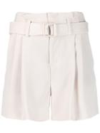 Vince Belted Tailored Shorts - White