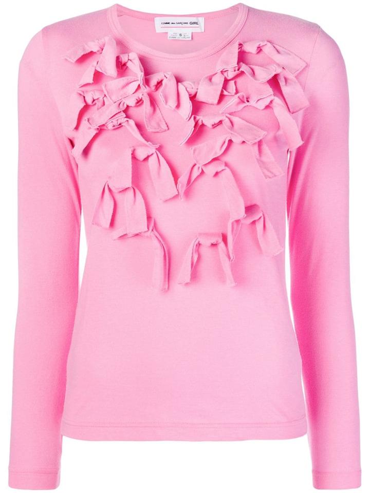 Comme Des Garçons Girl Longsleeved Bow Embellished T-shirt - Pink &