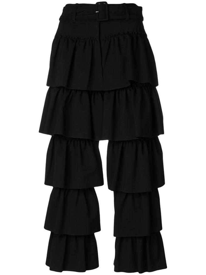 Simone Rocha Cropped Tiered Frill Trousers - Black