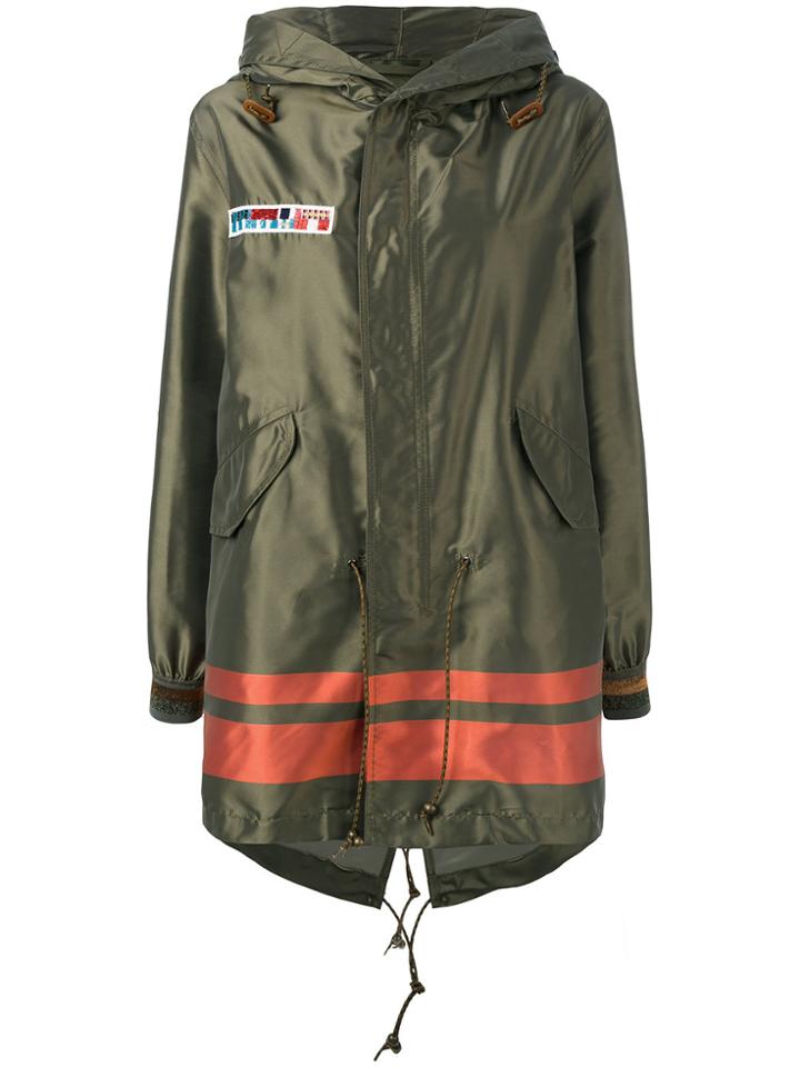 Mr & Mrs Italy Metallic Midi Parka - Green