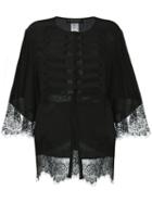 Twin-set Lace Detail Buttoned Blouse, Women's, Size: Medium, Black, Silk/polyamide/polyester