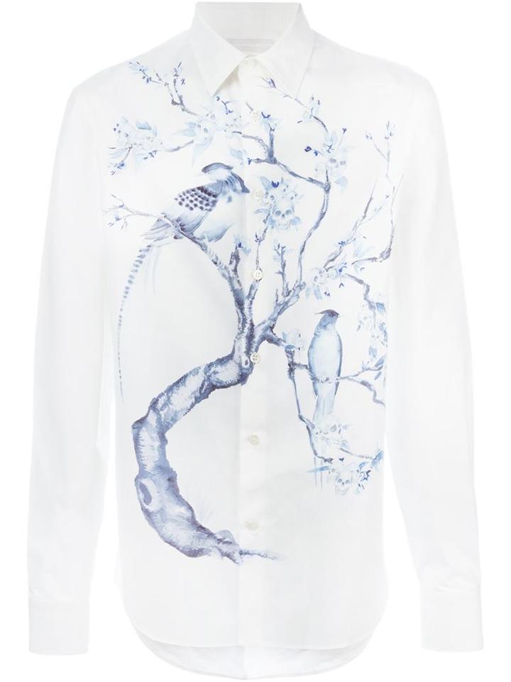 Alexander Mcqueen - Birds Printed Shirt - Men - Cotton - 52, White, Cotton