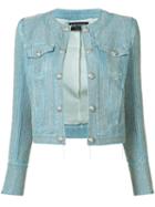 Balmain - Cropped Embroidered Jacket - Women - Cotton/polyester/viscose - 38, Women's, Blue, Cotton/polyester/viscose