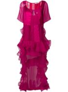 Givenchy Long Ruffle-trim Dress - Pink & Purple