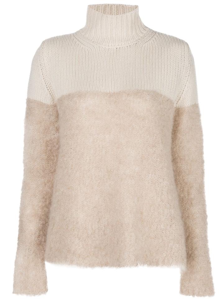 Majestic Filatures Two Tone Roll Neck Sweater - Brown