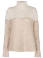 Majestic Filatures Two Tone Roll Neck Sweater - Brown