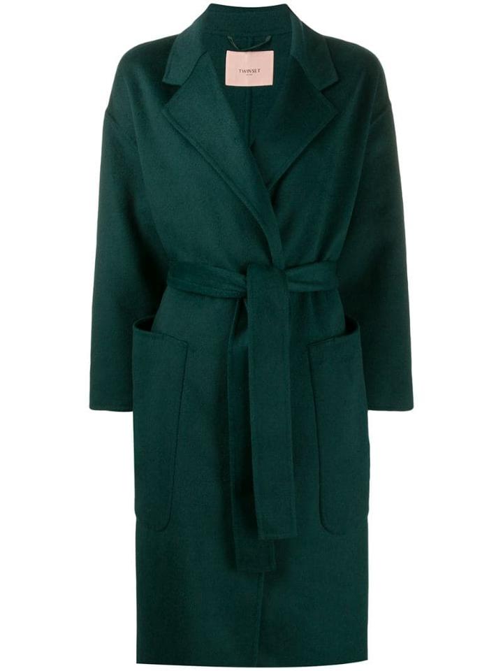 Twin-set Oversized Wrap-style Coat - Green