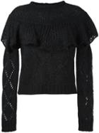Philosophy Di Lorenzo Serafini Ruffle Overlay Jumper, Women's, Size: 40, Black, Acrylic/polyamide/mohair