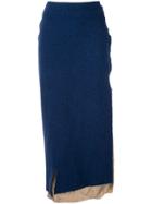Sulvam Two Tone Layered Skirt - Blue