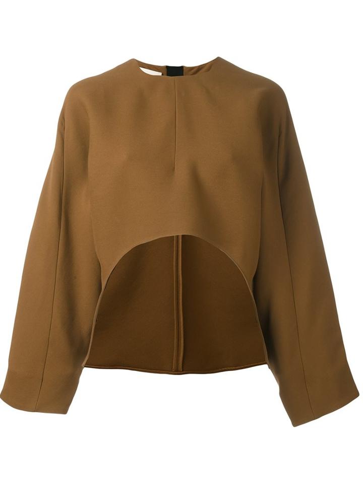 Marni Curved Hem Crop Top, Women's, Size: Small, Brown, Silk/virgin Wool