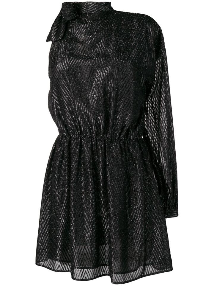 Pinko One Sleeve Chevron Dress - Black