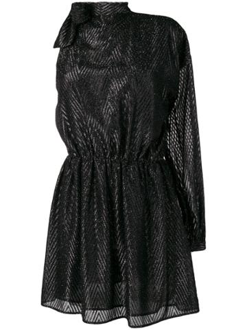 Pinko One Sleeve Chevron Dress - Black