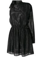 Pinko One Sleeve Chevron Dress - Black