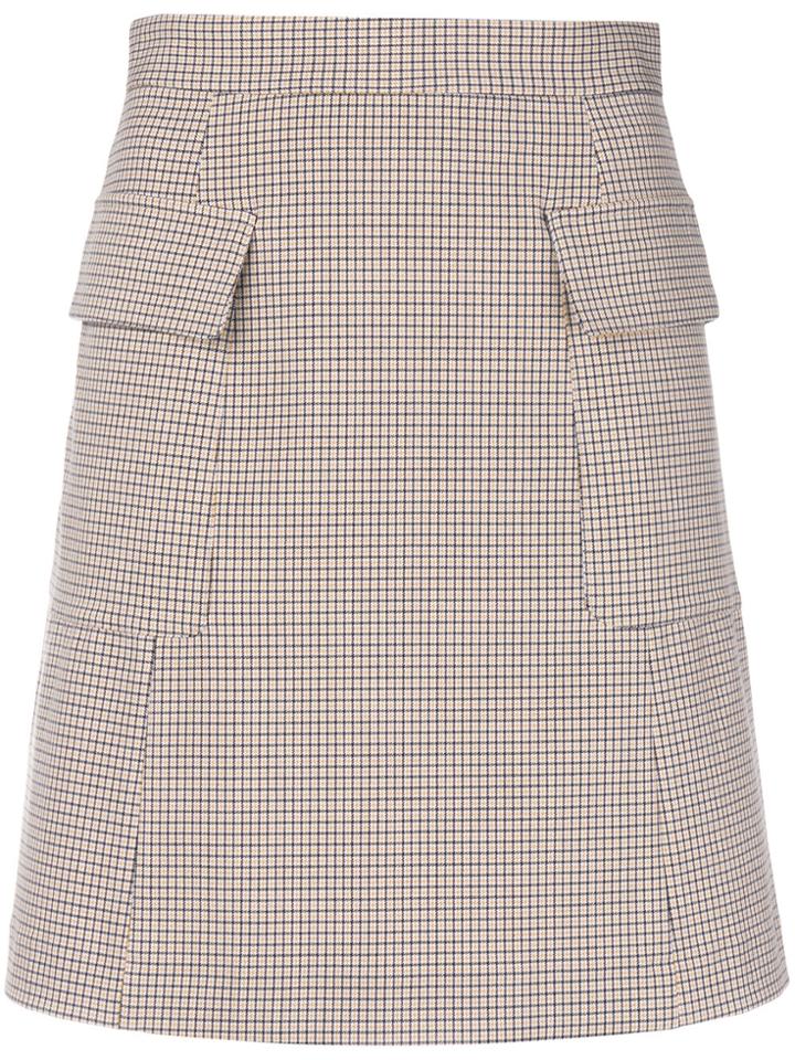 See By Chloé A-line Houndstooth Print Skirt - Nude & Neutrals