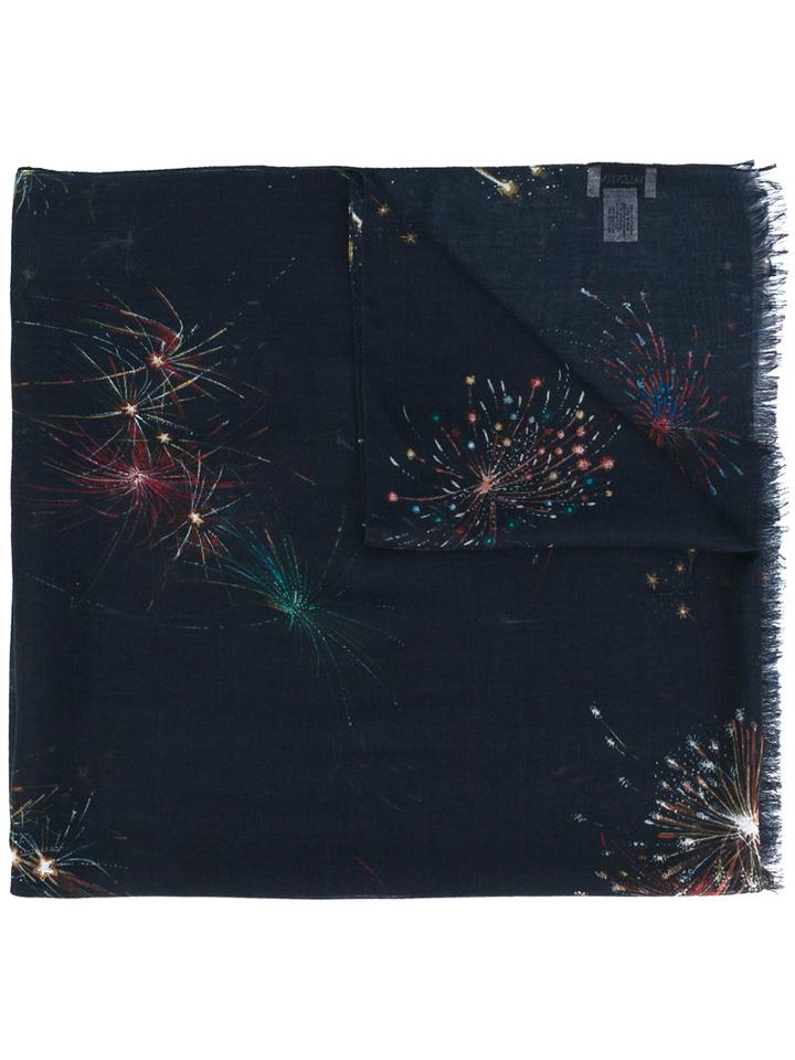 Valentino - Firework Scarf - Men - Silk/cashmere/wool - One Size, Blue, Silk/cashmere/wool