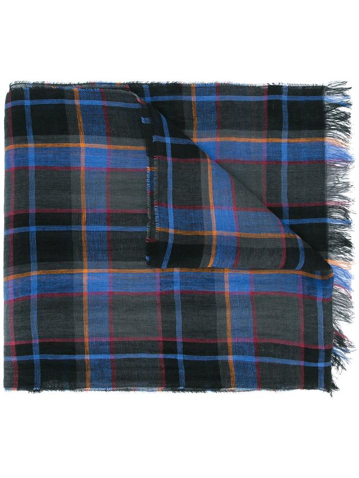 Ps By Paul Smith - Checked Scarf - Men - Linen/flax - One Size, Black, Linen/flax