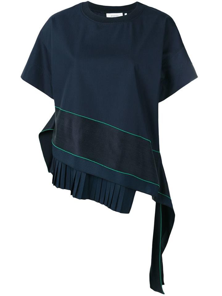 Sportmax Pleated Asymmetric Hem Top - Blue