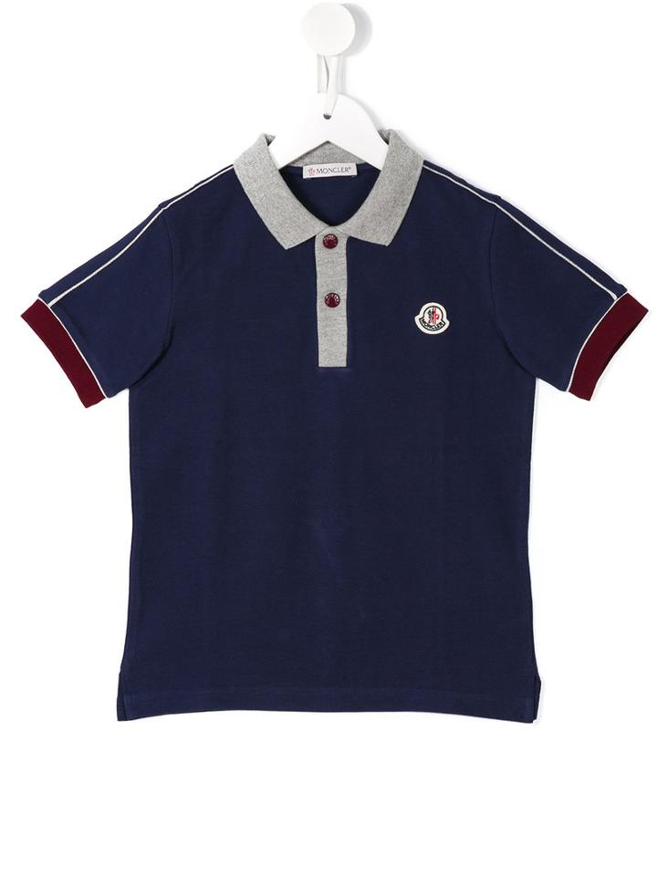 Moncler Kids Contrast Collar Polo Shirt, Boy's, Size: 6 Yrs, Blue
