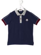 Moncler Kids Contrast Collar Polo Shirt, Boy's, Size: 6 Yrs, Blue