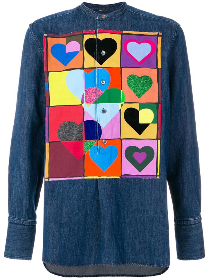 Jw Anderson Heart Patch Denim Shirt - Blue