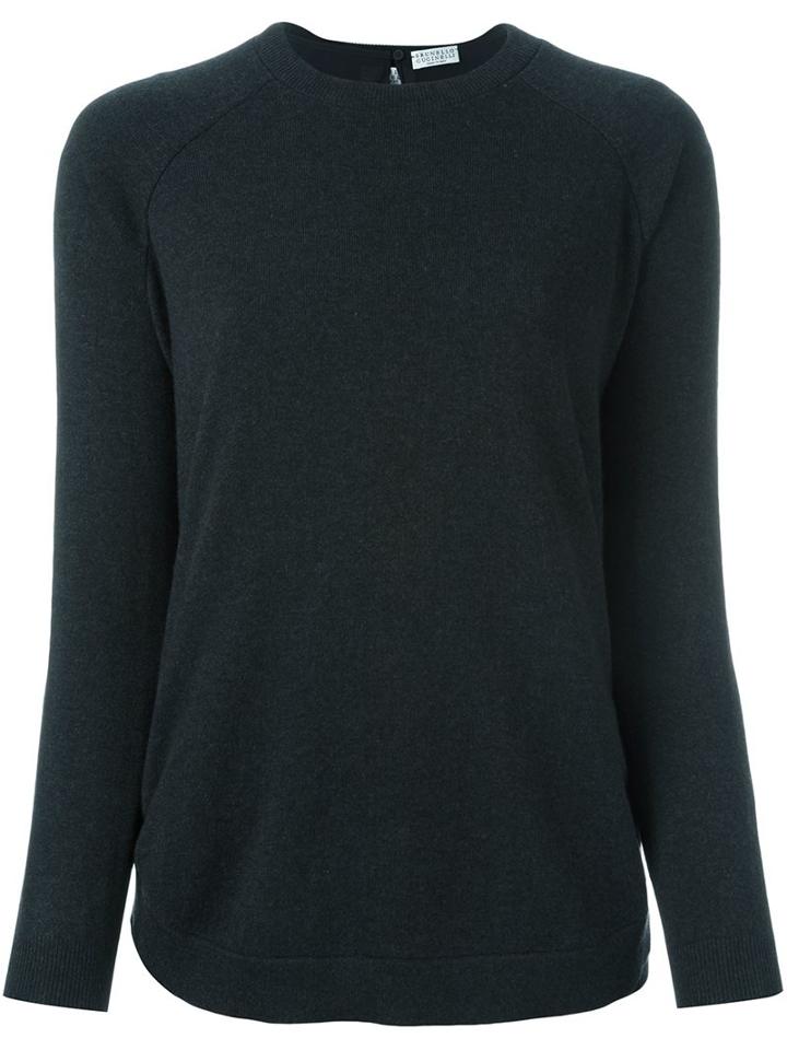 Brunello Cucinelli Raglan Sleeve Sweater, Women's, Size: Xl, Grey, Silk/spandex/elastane/cashmere