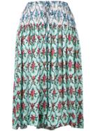 Jil Sander Navy Floral Print Midi Skirt - Multicolour