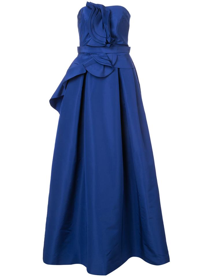 Carolina Herrera Strapless Gown With Ruffled Bodice And Flared Skirt -