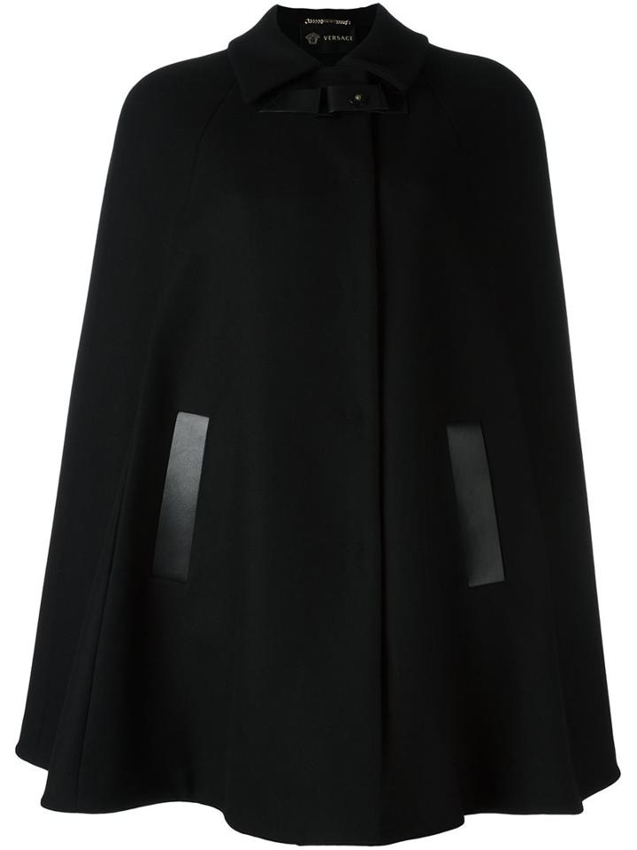 Versace Buckled Cape, Women's, Size: 40, Black, Cupro/viscose/wool