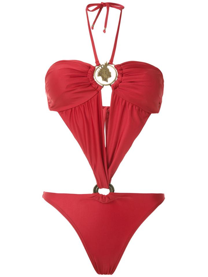 Amir Slama Cut Out Halterneck Swimsuit - Red