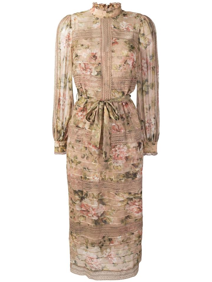 Zimmermann Pintuck Long-sleeved Dress - Neutrals