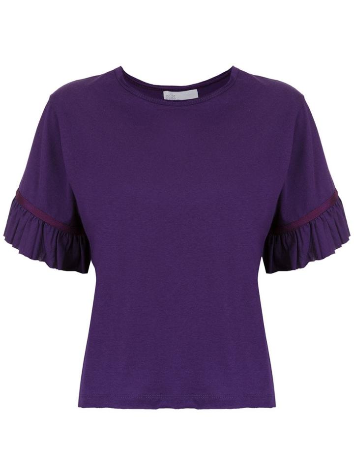 Nk Ruffled Sleeves Blouse - Pink & Purple