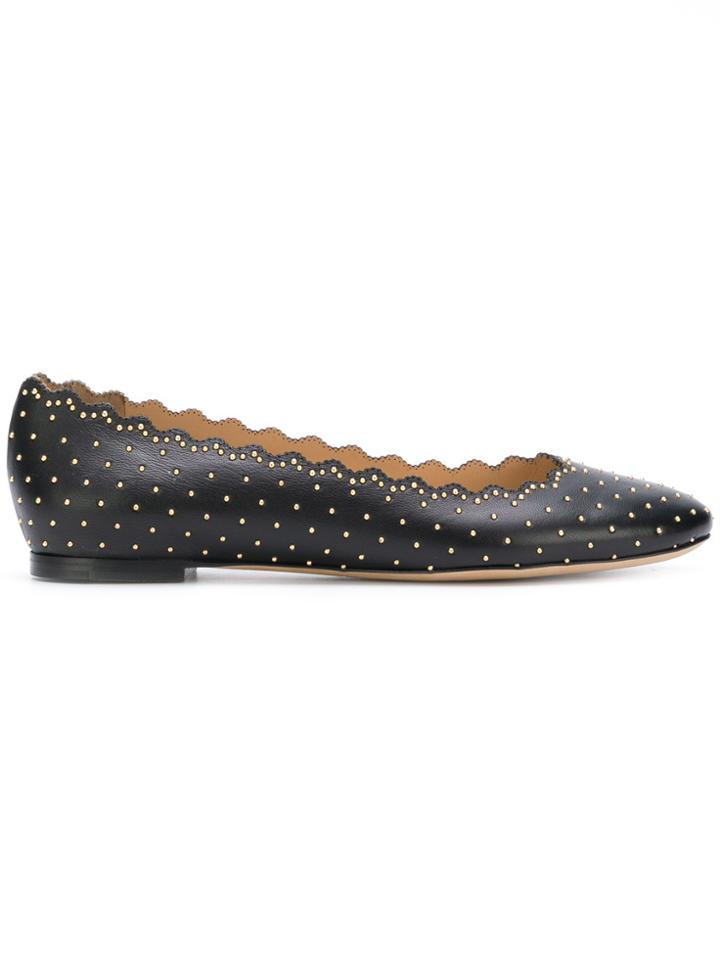 Chloé Lauren Studded Ballerina Shoes - Black