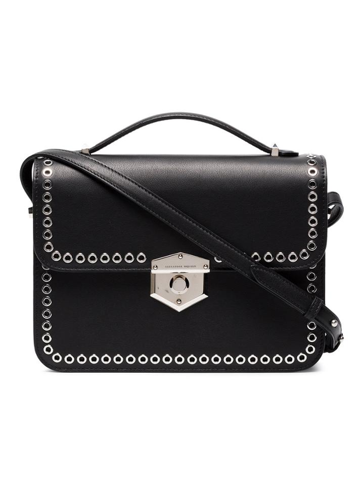 Alexander Mcqueen Black Medium Eyelet Leather Box Bag