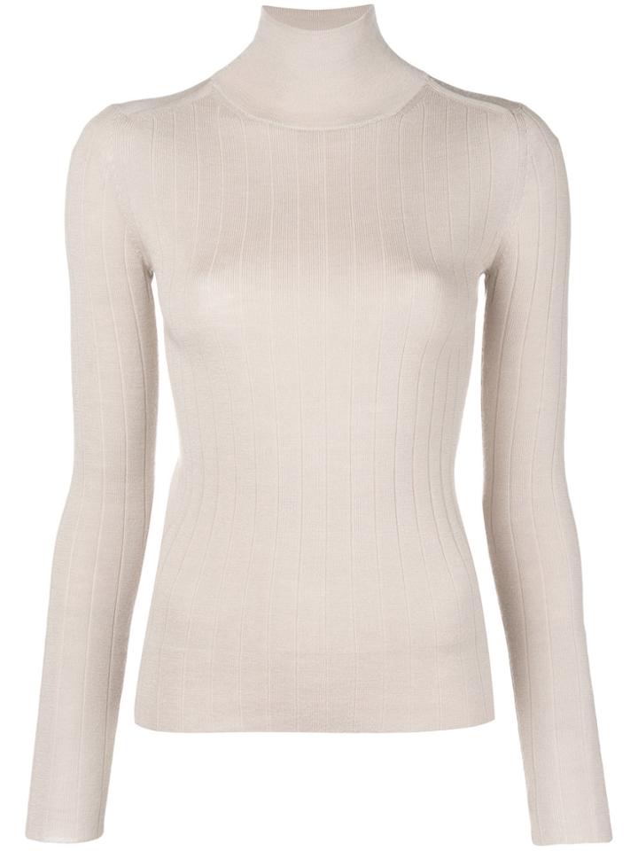 Joseph Turtle-neck Fitted Top - Nude & Neutrals