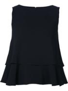 Co Flared Layered Tank Top, Women's, Size: Small, Black, Triacetate/polyester